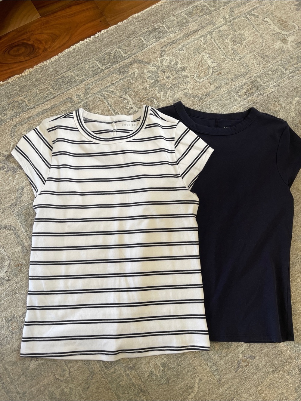 Navy & White Stripe Short Sleeve Tee Set